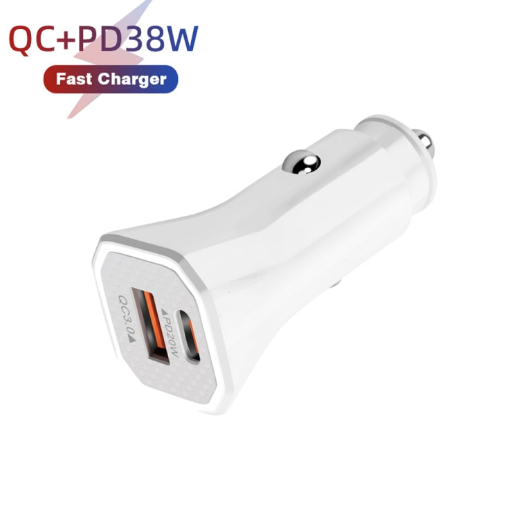 TE-P22 38W PD USB-C / Type-C + QC3. 0 USB Car Charger with 1m USB-C / Type-C to 8 Pin Data Cable