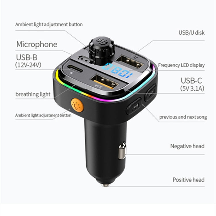 C26 Car Bluetooth Transmitter Handsfree Audio Player Dual USB Car Charger