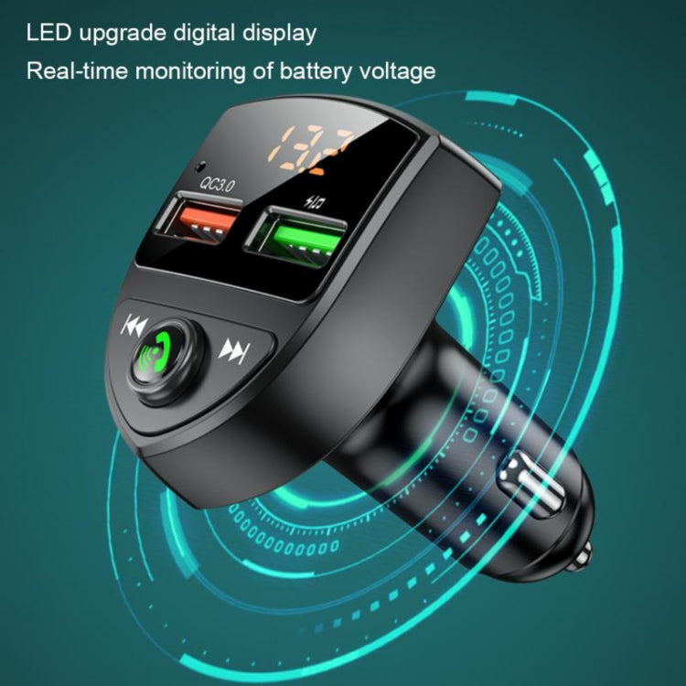 C8 Car  U Disk Bluetooth Player Fm Transmitter  QC3.0 Dual USB Ports Fast Charging