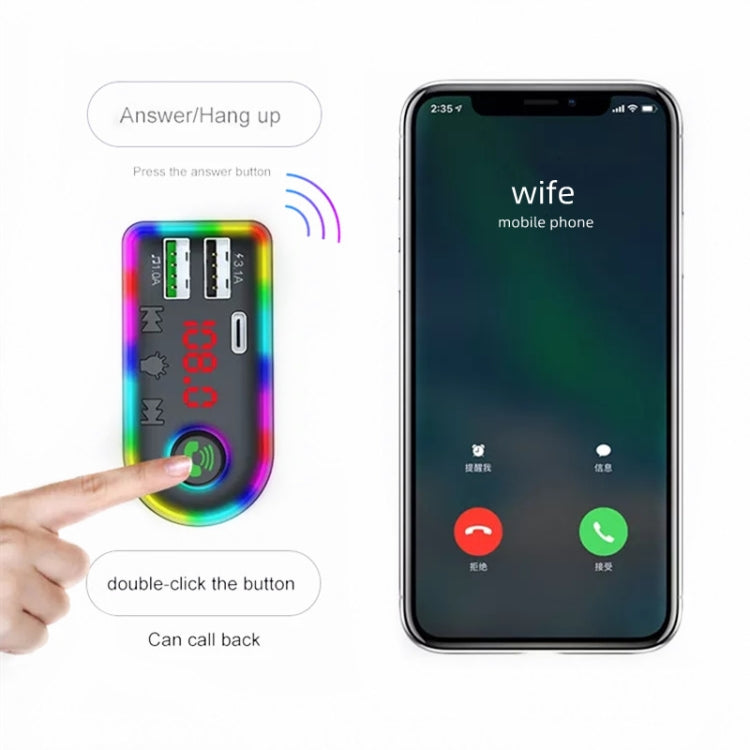 F12 Universal Dual USB Car Charger With Fm Transmitter Blue Tooth Car MP3 Player