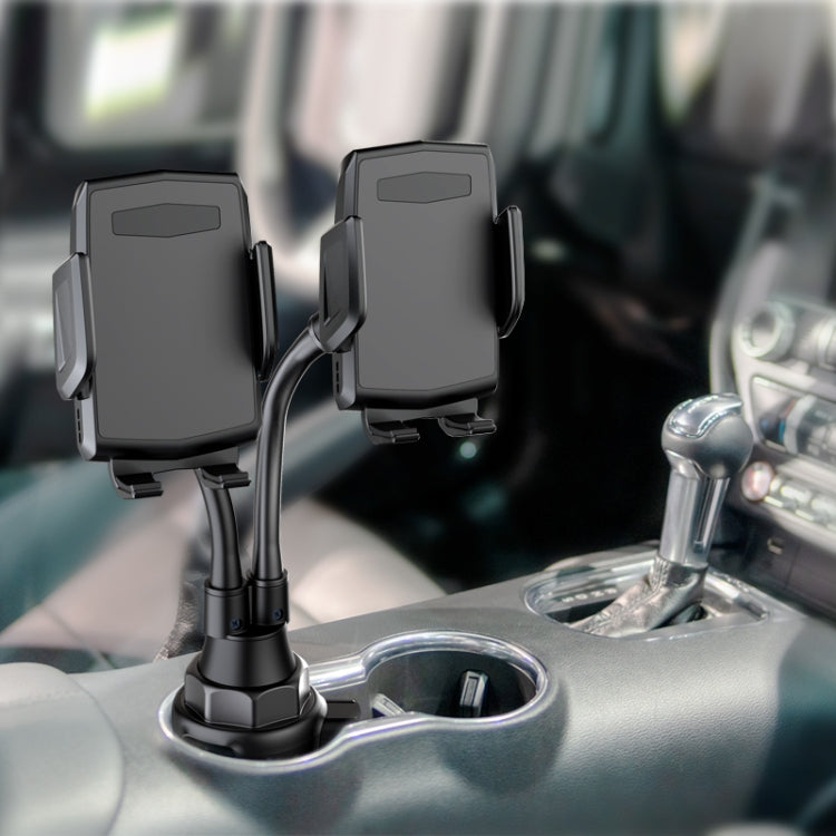 A080+X908 Car Cup Double Mobile Phone Holder Mount Adjustable Cradle Bracket