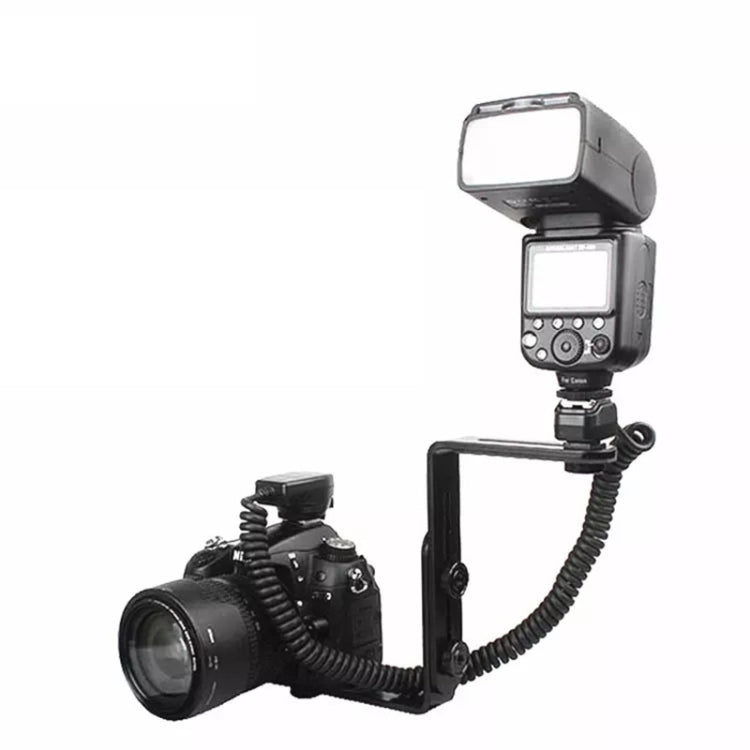NST-6494 Aluminum Alloy 1/4 inch Hot Shoe Adapter Camera Double L shape Camera Flash Bracket