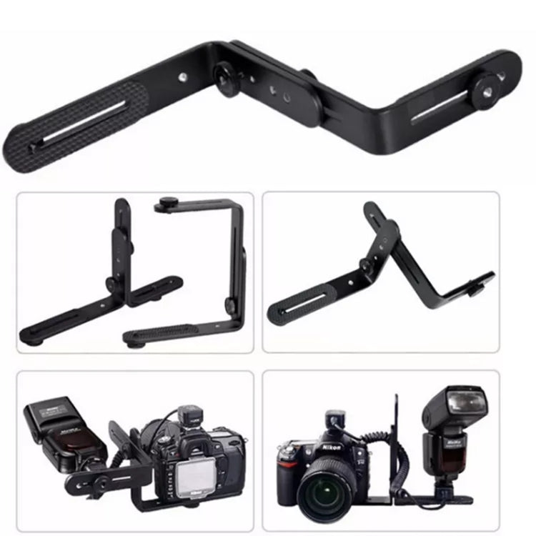 NST-6494 Aluminum Alloy 1/4 inch Hot Shoe Adapter Camera Double L shape Camera Flash Bracket