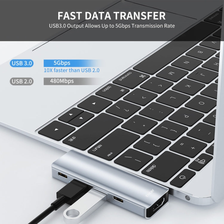 ENKAY Hat-Prince 5 in 2 Hub Type-C to 4K HDMI / USB 3.0 Docking Station Adapter for MacBook