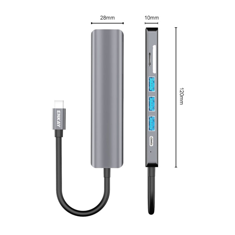 ENKAY Hat-Prince 7 in 1 Type-C to 4K HDMI Docking Station Adapter PD Quick Charge Hub SD/TF Card Reader