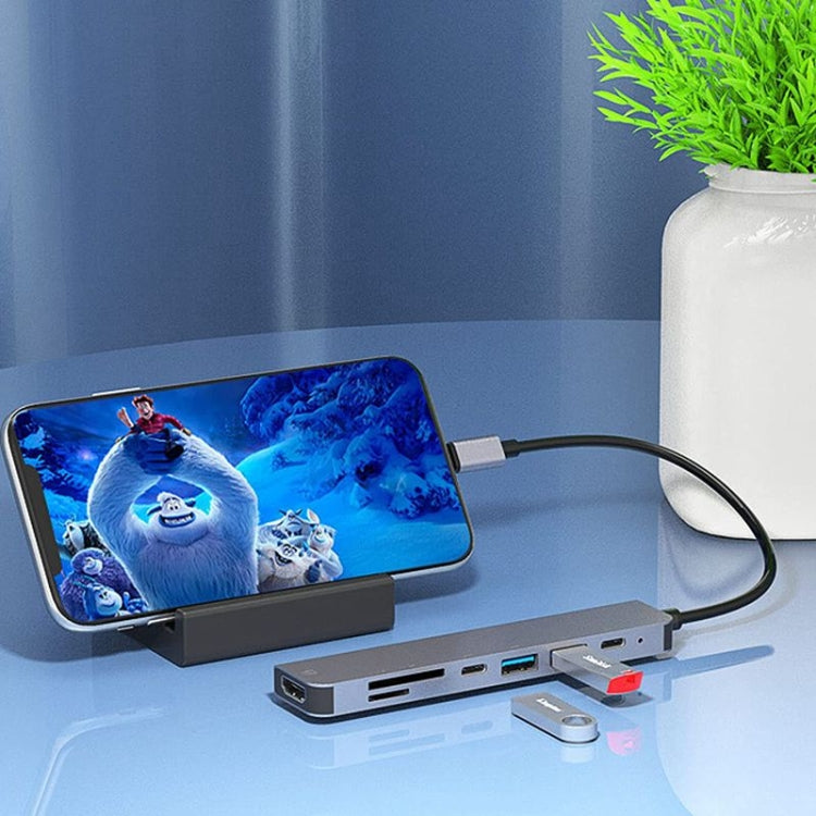 USB C Hub 7-in-1 USB C Multiport Adapter withHDMI 100W PD and SD/TF Card Reader