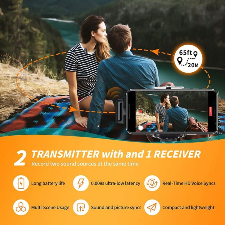 2 Pack Wireless Lavalier Microphones with Charging Case