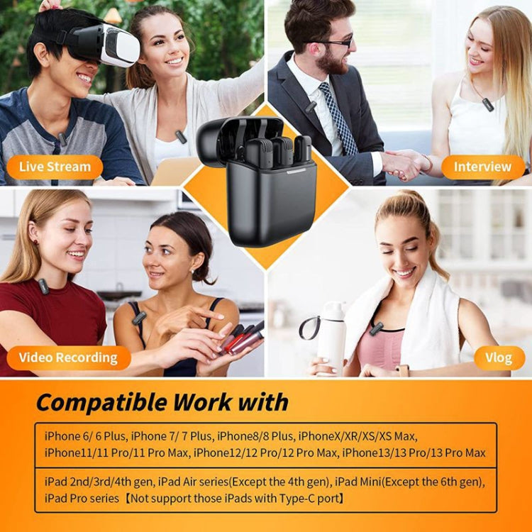 2 Pack Wireless Lavalier Microphones with Charging Case