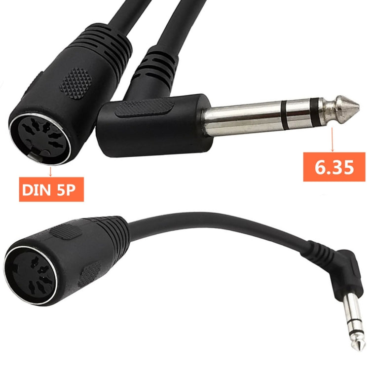 JUNSUNMAY 6.35mm 1/4 inch Male to Female 5 Pin MIDI Audio Stero Adapter, Cable Length: 20cm