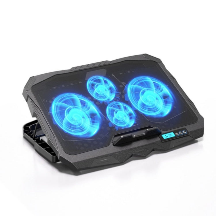 S18 Aluminum Four Fans Gaming Laptop Cooling Pad Foldable Holder with Wind Speed Display