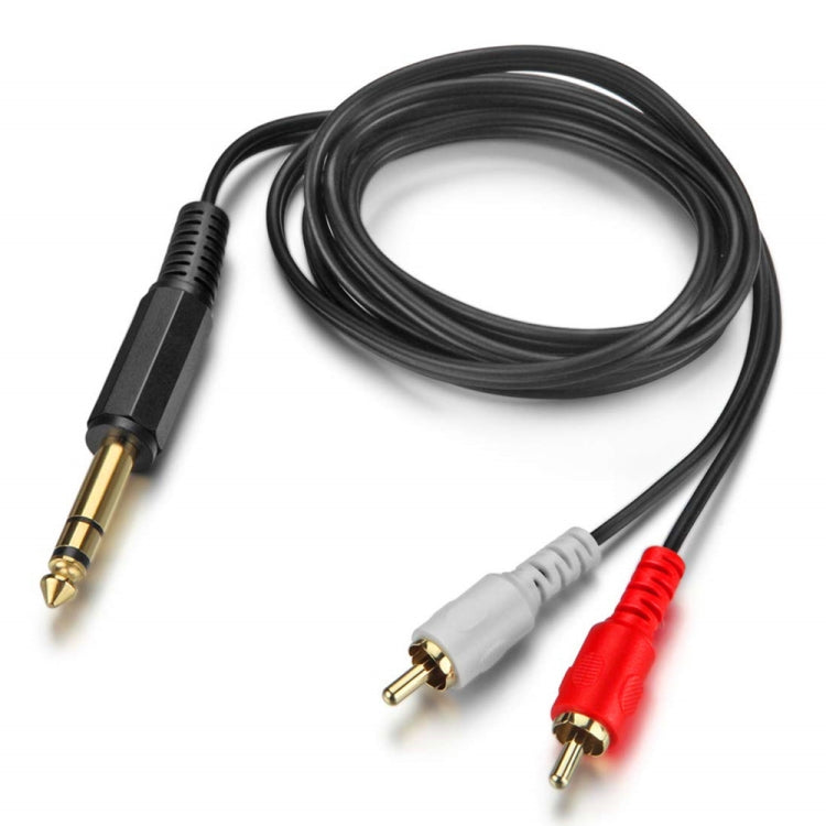 JUNSUNMAY 6.35mm Male TRS Stereo Plug to 2 RCA Phono Male Audio Cable Connector