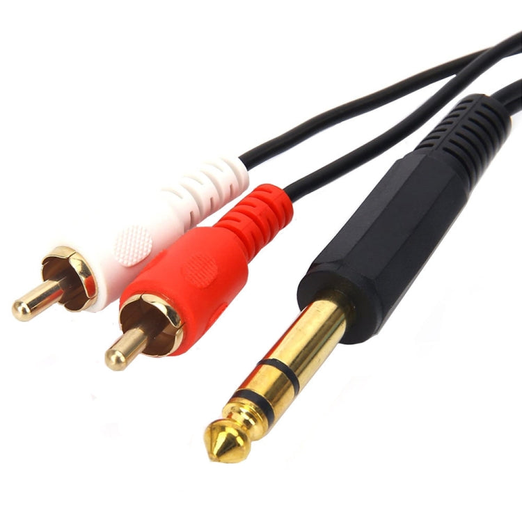 JUNSUNMAY 6.35mm Male TRS Stereo Plug to 2 RCA Phono Male Audio Cable Connector
