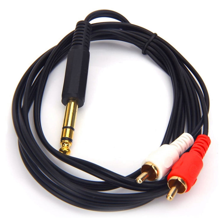 JUNSUNMAY 6.35mm Male TRS Stereo Plug to 2 RCA Phono Male Audio Cable Connector