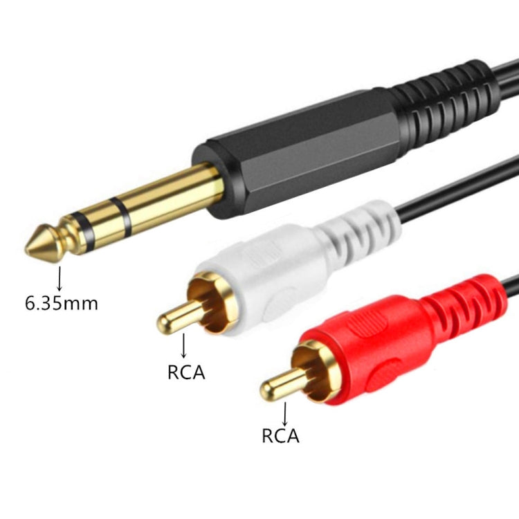 JUNSUNMAY 6.35mm Male TRS Stereo Plug to 2 RCA Phono Male Audio Cable Connector