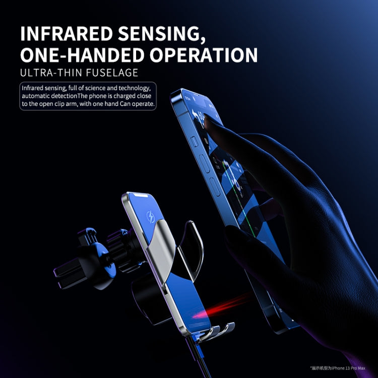 C9 Car Wireless Charger Phone Holder Infrared Auto-Clamping Metal Phone Mount Car Charger