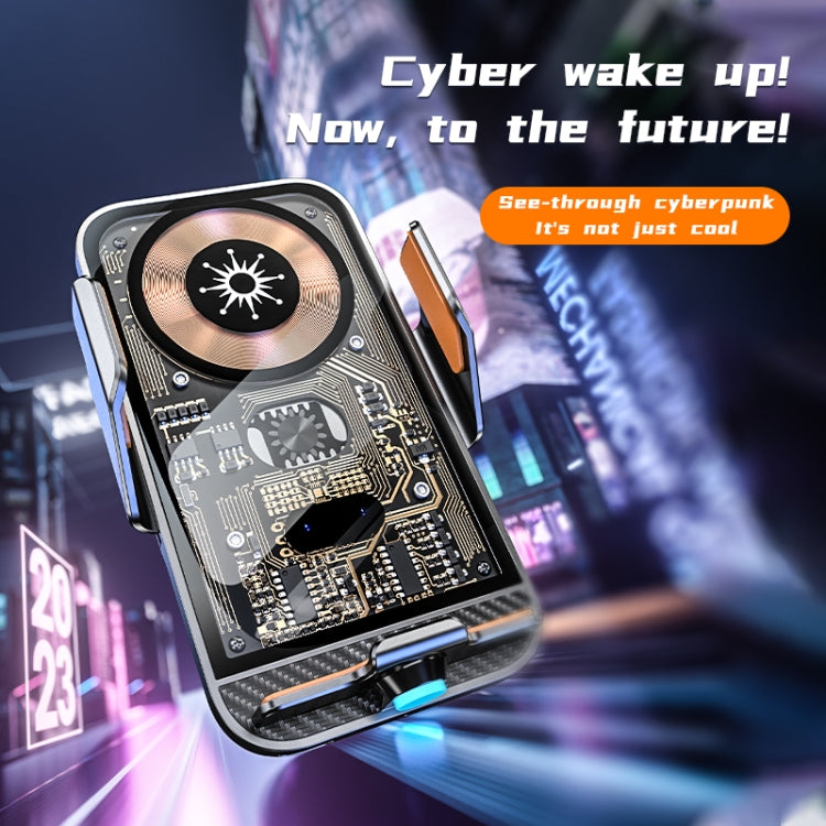 C11 Car 15W Automatically Open Transparent Type-C Wireless Charger Stand