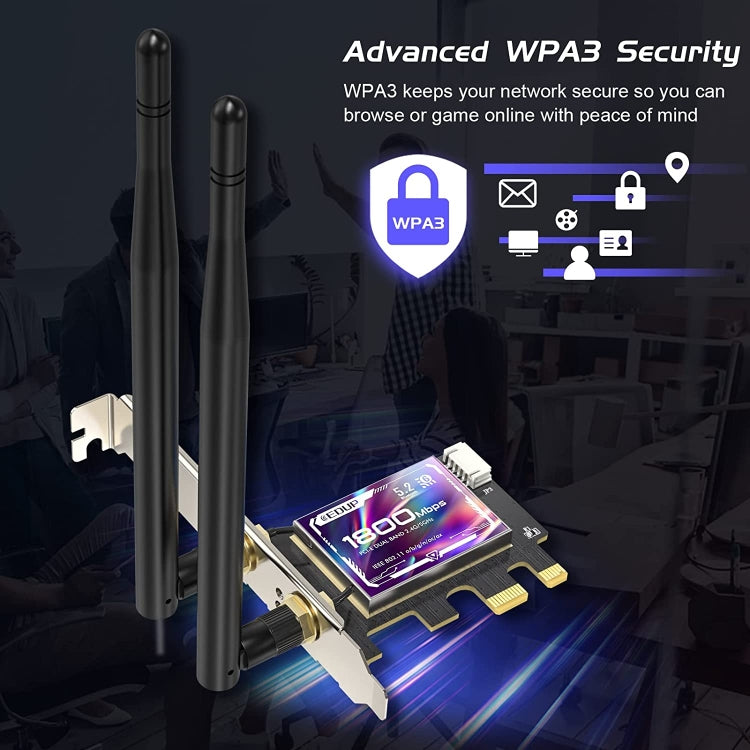 EDUP EP-9658 PCI-E WiFi 6 Card AX1800M Bluetooth 5.2 Adapter for Desktop PC, 2.4GHz/5.8GHz Dual Band Wireless PCI-E Internal Network Card
