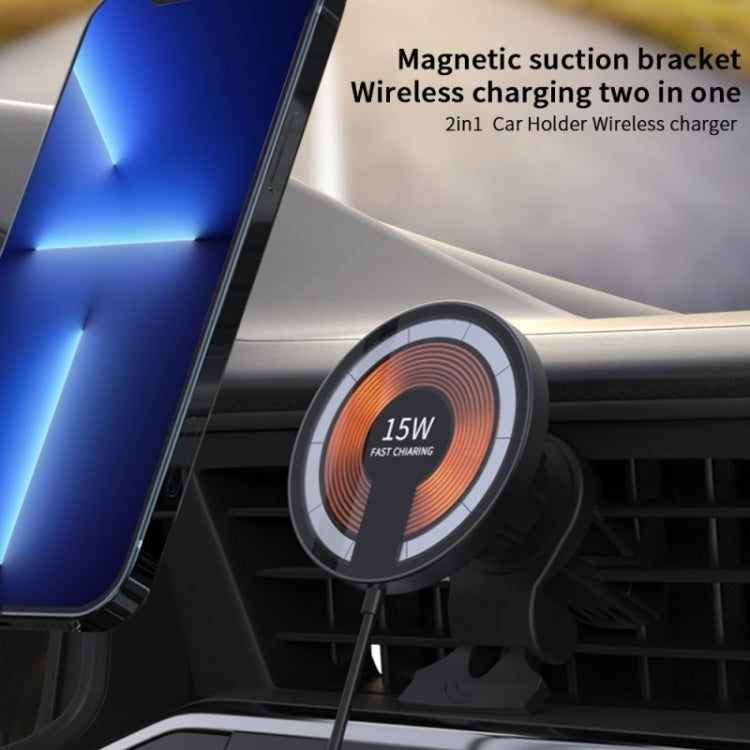 T09 2 in 1 Transparent Car Magnetic Wireless Charger 15W Fast Charging Stand