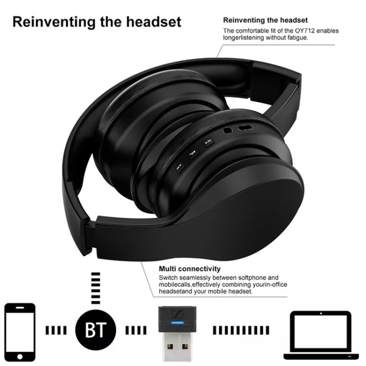 OY712 For Computer Mobile Phone Headset Bass Gaming Noice Cancelling Bluetooth Wireless Headphone
