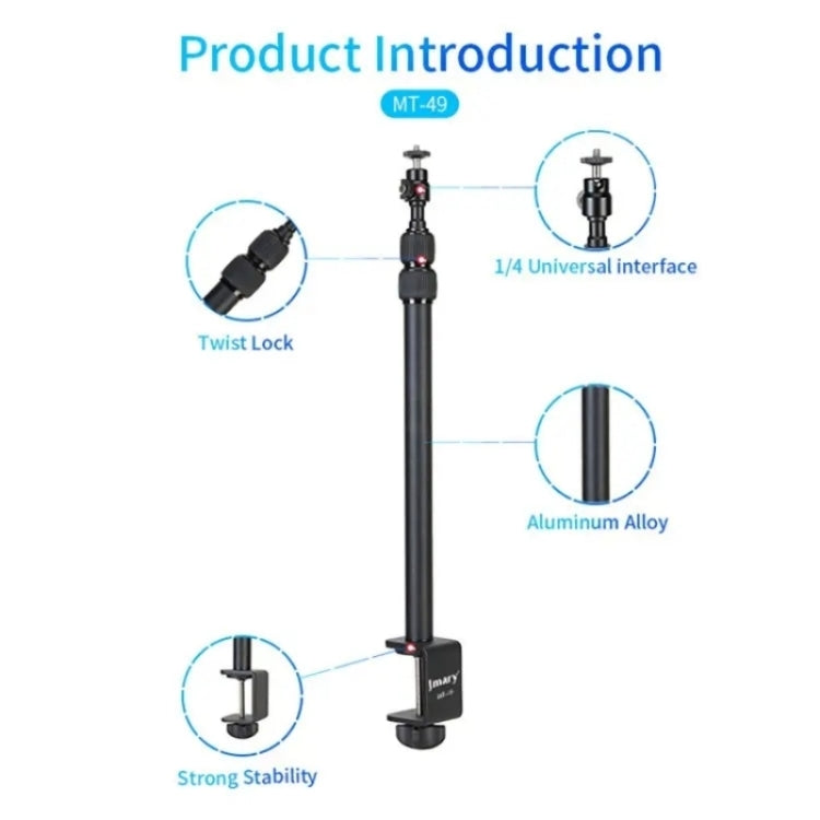 JMARY MT-49 For LED Video Light Clip Stand Adjustable Clamp Desk Mount Light Stand