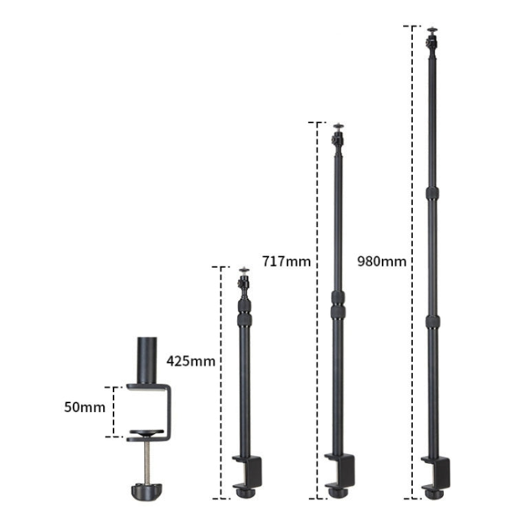JMARY MT-49 For LED Video Light Clip Stand Adjustable Clamp Desk Mount Light Stand