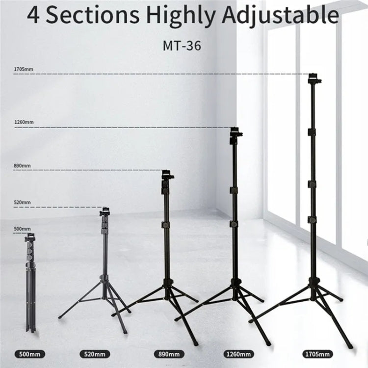 JMARY MT-36 4 Sections Adjustable Camera Stand Tripod 67-inch Live Streaming Phone Tripod