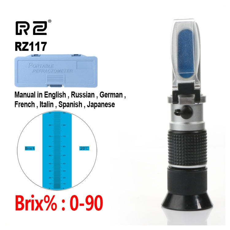 RZ117 Optical Brix Meter Handheld High Concentration Brix Meter Honey Sugar Meter 0-90 Range