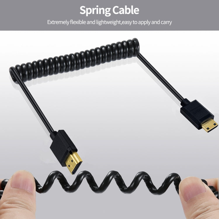 JUNSUNMAY 4K 60Hz Mini HDMI Male to HDMI 2.0V Male Spring Cable