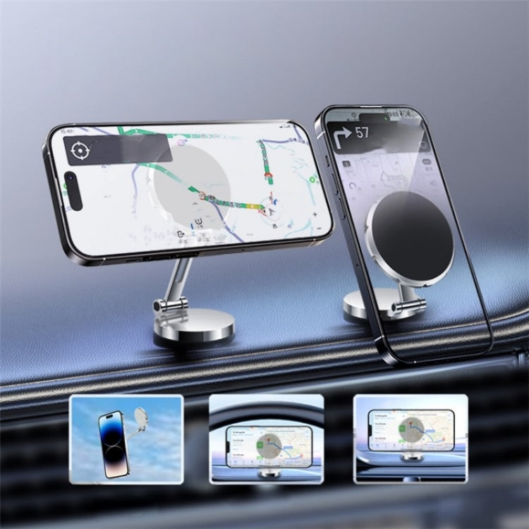 G158 360-Degree Rotating Metal Phone Stand Dashboard Folding Magnetic Car Mount