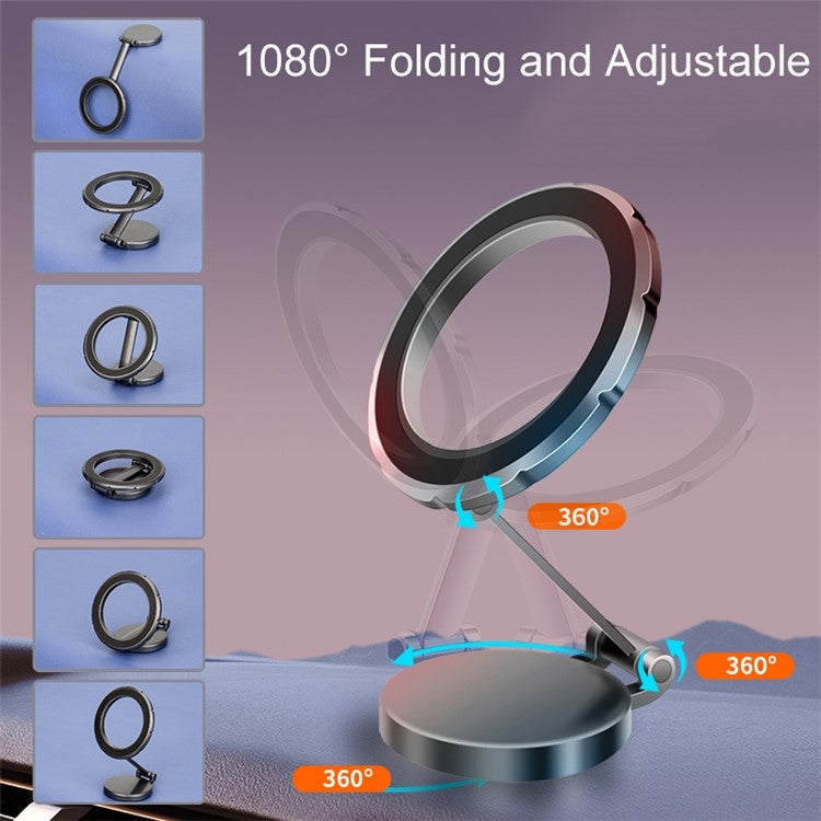 G118 1080-Degree Rotating Folding Magnetic Phone Holder Dashboard Suction Cup Car Mount