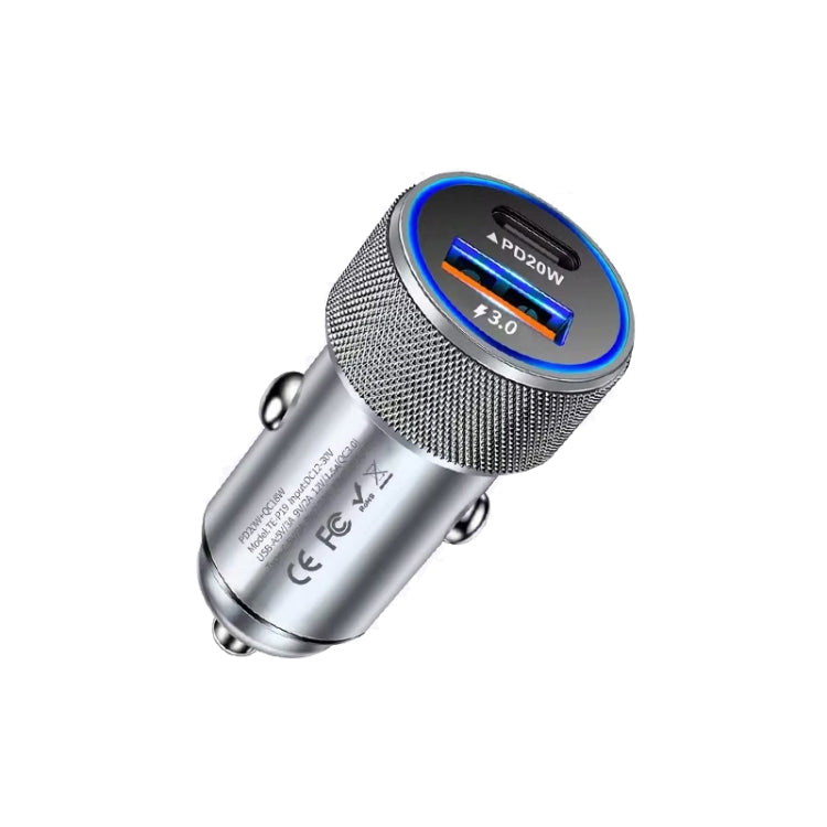 P19 Metal PD20W USB-C + QC18W USB Dual Port Car Charger