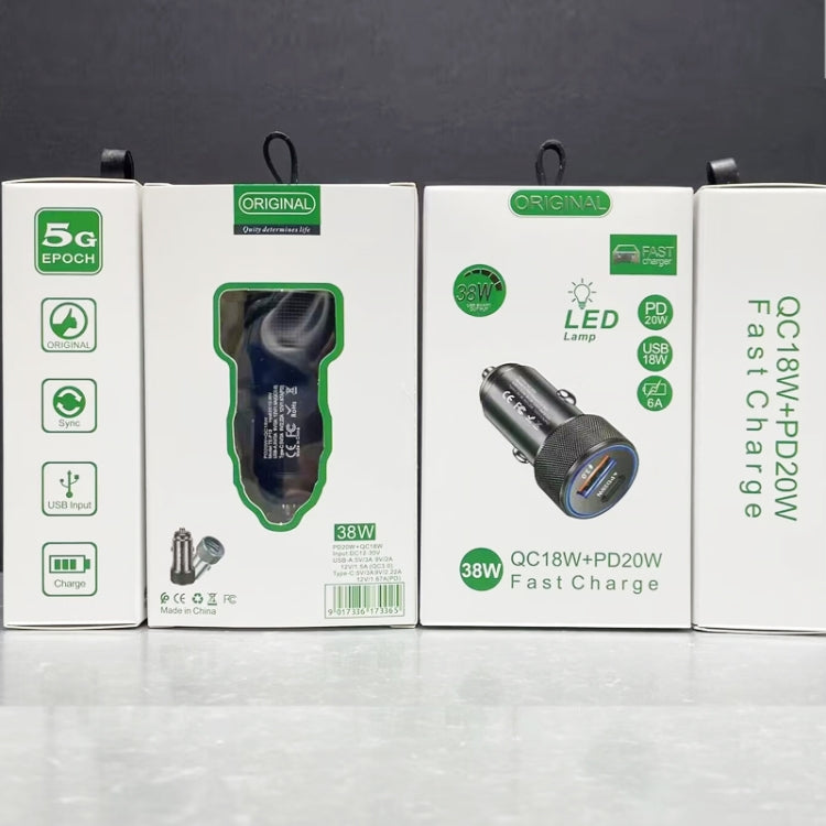 P19 Metal PD20W USB-C + QC18W USB Dual Port Car Charger