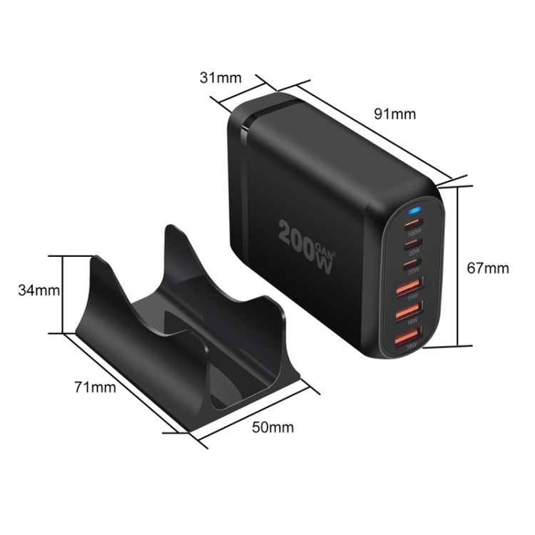 GaN PD100W Type-C x 3 + USB x 3 Multi Port Laptop Adapter