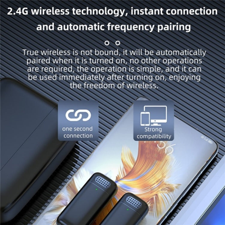 K13 2 in 1 Lavalier Wireless Microphone with 8 Pin Receiver & Charging Station