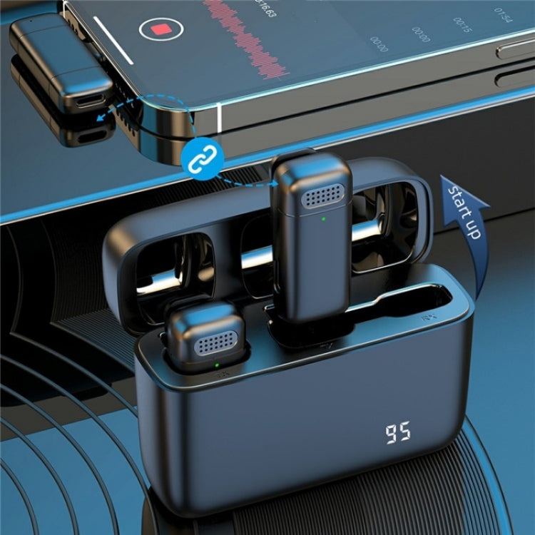 K13 2 in 1 Lavalier Wireless Microphone with 8 Pin Receiver & Charging Station