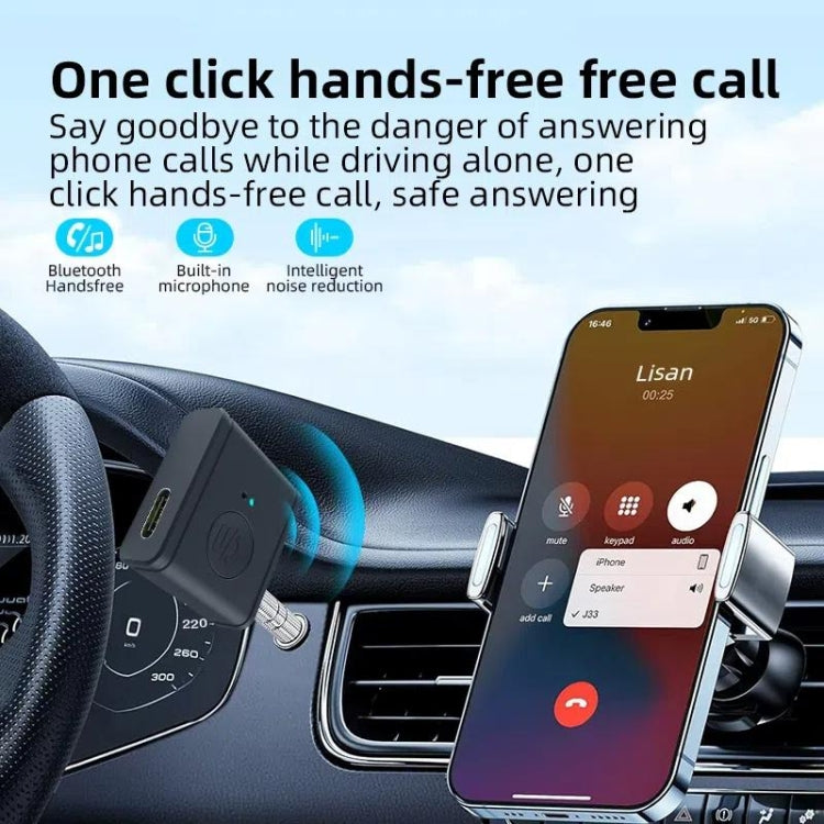 B1 Bluetooth 5.3 AUX Receiver 3.5mm Car Audio Adapter HiFi Sound Hand-Free Call