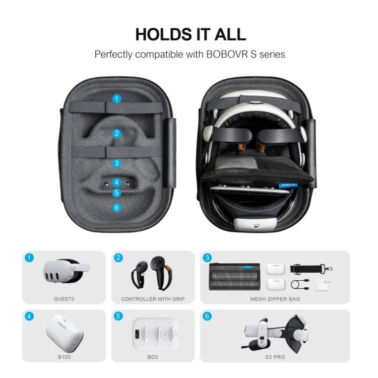 BOBOVR C3 For Meta Quest 3 Carrying Bag Hardshell Storage Case VR Accessories
