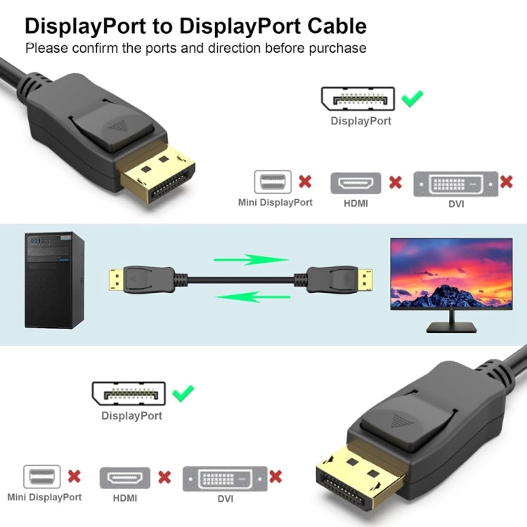 DisplayPort to DisplayPort Cable For Lenovo, Dell, HP, ASUS More