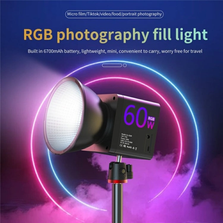 C60R 60W RGB Stage Lamp Professional Video Photography COB Fill Light