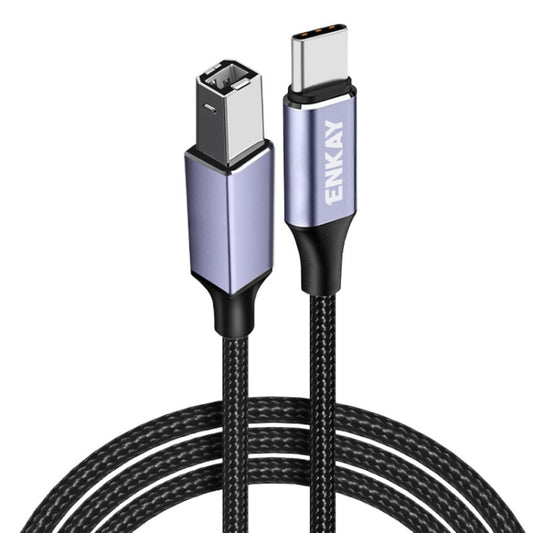 ENKAY ENK-CB170 USB C / Type-C to USB 2.0 B Printer Scanner Nylon Braided Cable