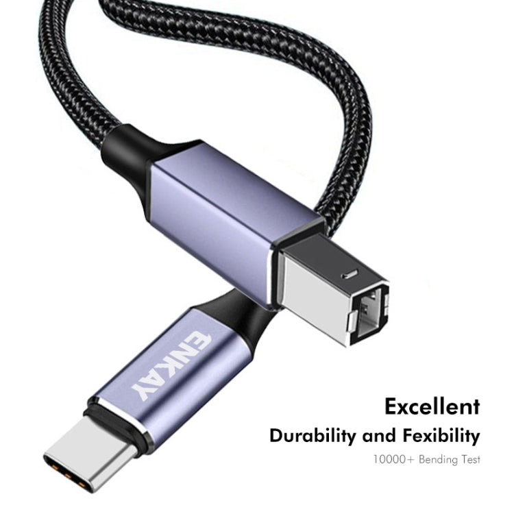 ENKAY ENK-CB170 USB C / Type-C to USB 2.0 B Printer Scanner Nylon Braided Cable