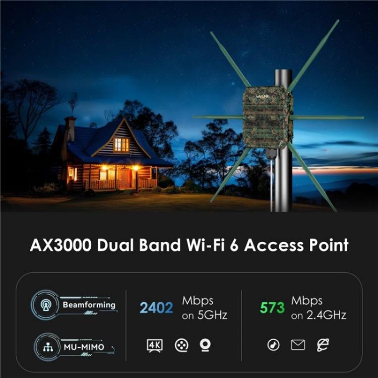 WAVLINK WN588HX3 AX3000 Outdoor WiFi Extender with 6 Antennas Dual Band WiFi Repeater