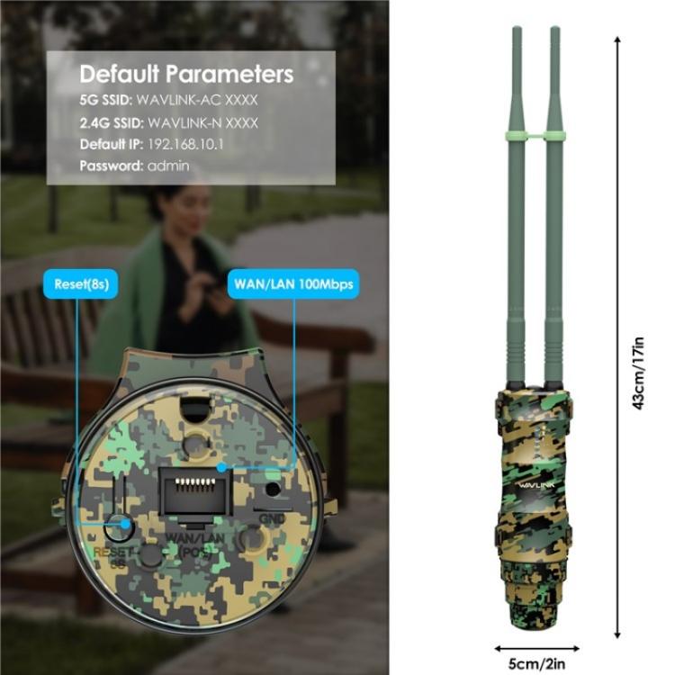 WAVLINK WN570HA2 IP67 Waterproof Outdoor WiFi Extender AC1200 Dual Band Wireless Router