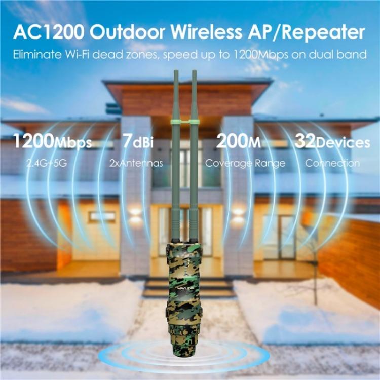 WAVLINK WN570HA2 IP67 Waterproof Outdoor WiFi Extender AC1200 Dual Band Wireless Router
