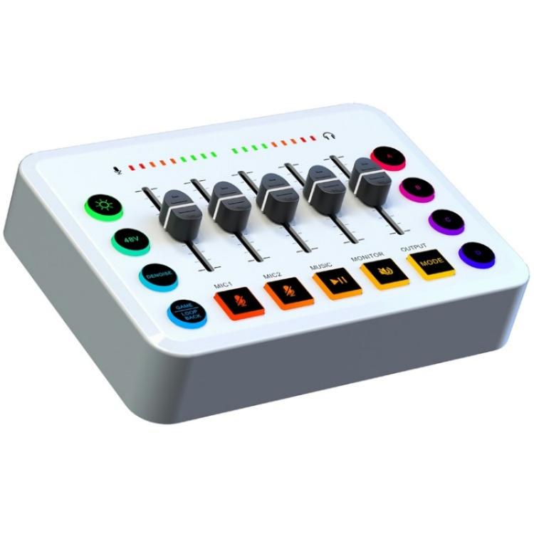 F9 48V Live Streaming Sound Card Audio Mixer Power Voice Changer with RGB Light