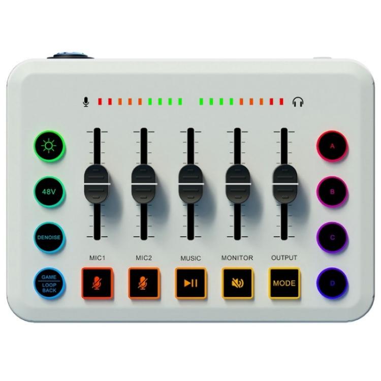 F9 48V Live Streaming Sound Card Audio Mixer Power Voice Changer with RGB Light