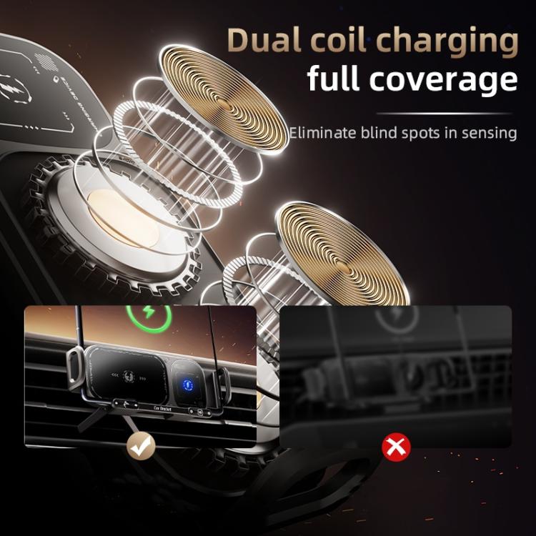 SD01 Car Air Vent Mount Dual Coil Rotating Phone Stand 15W Wireless Charger Phone Holder