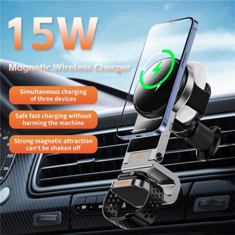 SD16 For Phone Watch Earphone Car Air Vent Phone Holder Magnetic 3 in 1 Wireless Charger