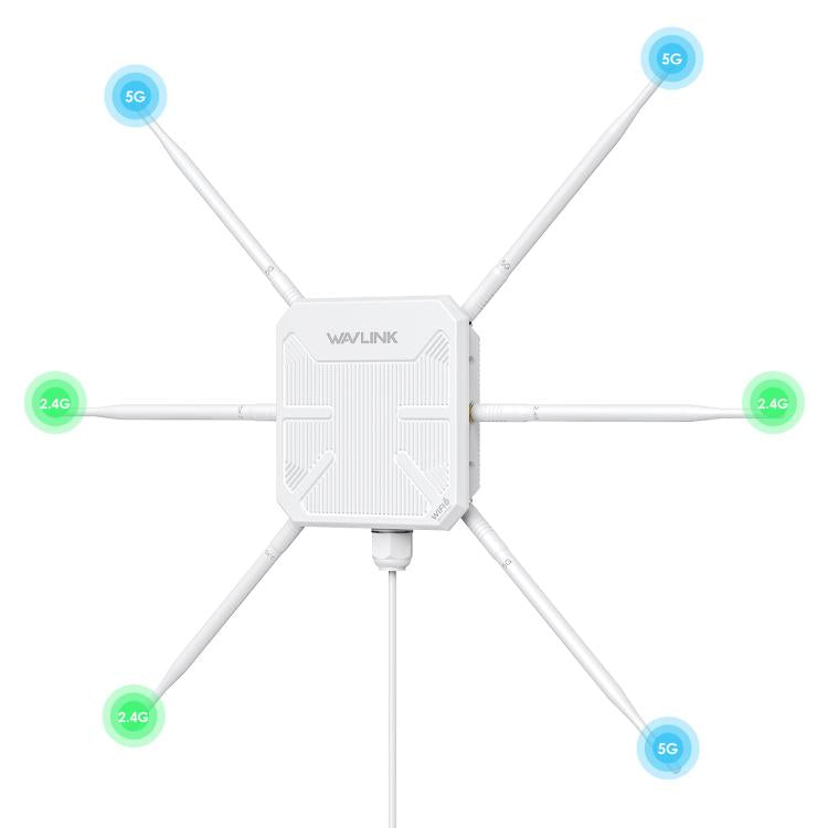 WAVLINK WN588HX3 AX3000 Outdoor WiFi Extender with 6 Antennas Dual Band WiFi Repeater, US Plug, UK Plug, EU Plug, AU Plug
