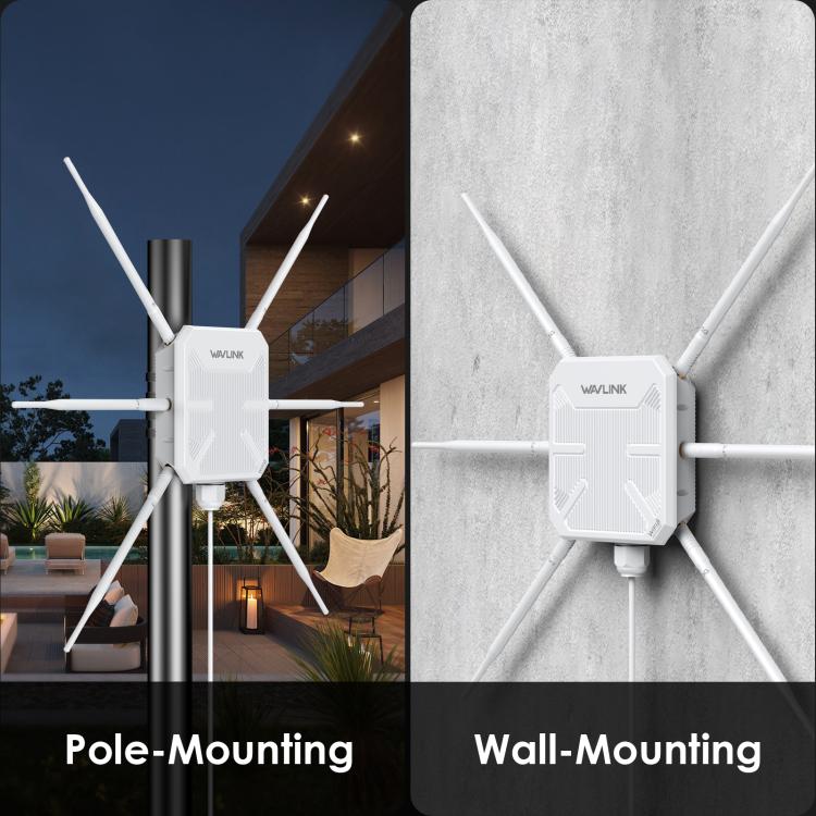 WAVLINK WN588HX3 AX3000 Outdoor WiFi Extender with 6 Antennas Dual Band WiFi Repeater, US Plug, UK Plug, EU Plug, AU Plug